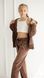 &ldquo;Wednesday&rdquo; velour sports tracksuit for teen girls, milk chocolate color, size 140